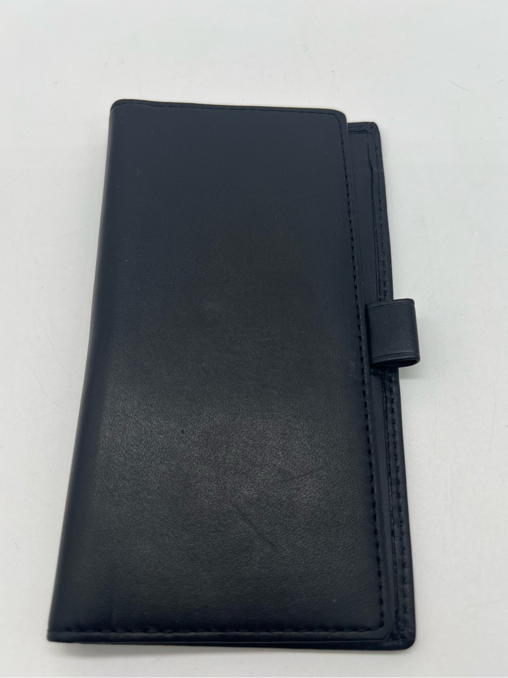 COACH VINTAGE Black Smooth Leather Checkbook Cover Bifold Wallet Insert Pen Slot